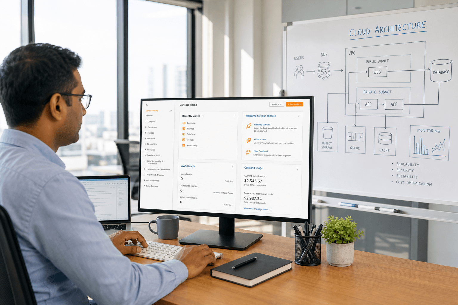 AWS console and production server infrastructure