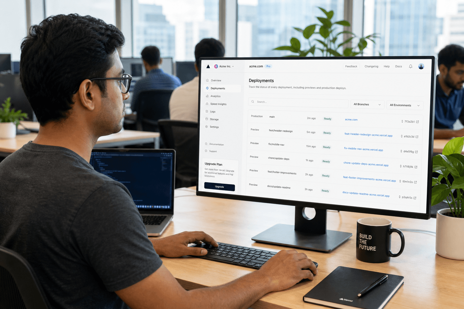 Vercel — Next.js previews, production, and GitHub deploys.
