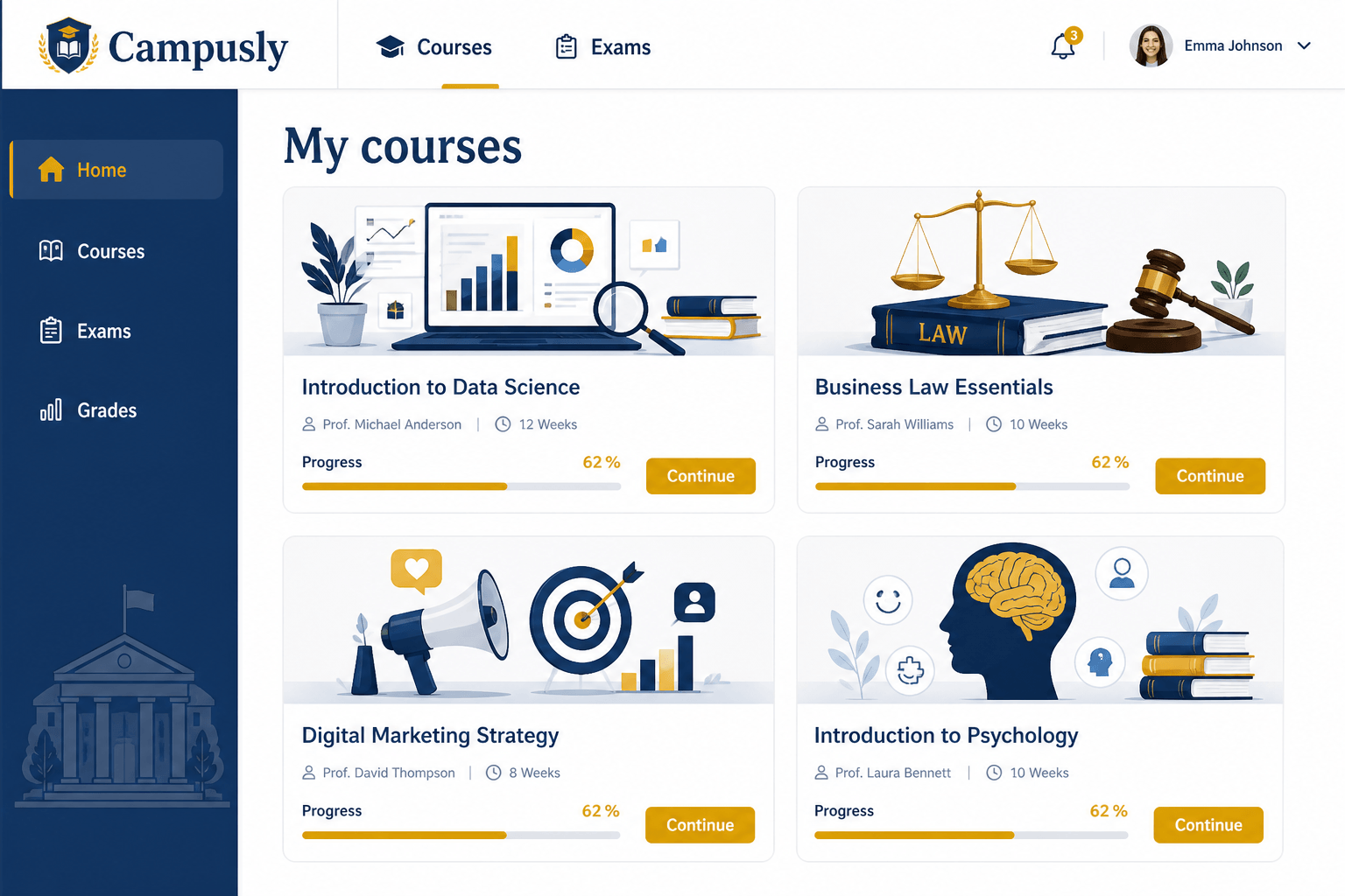 Online Courses — web layout