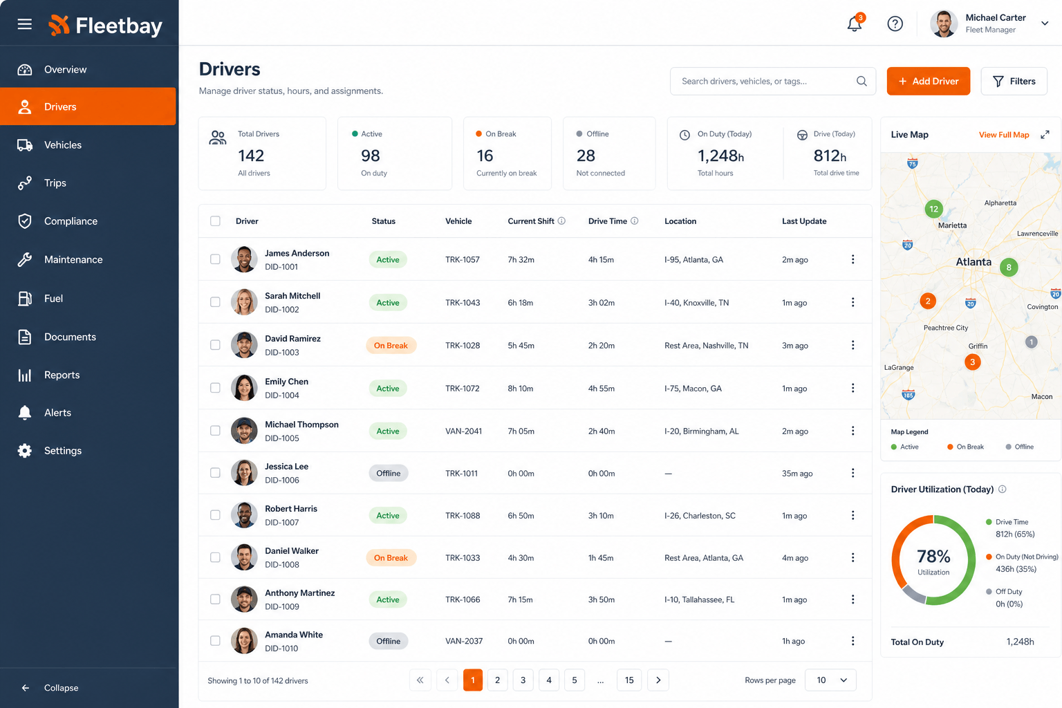 Fleet Drivers — web layout