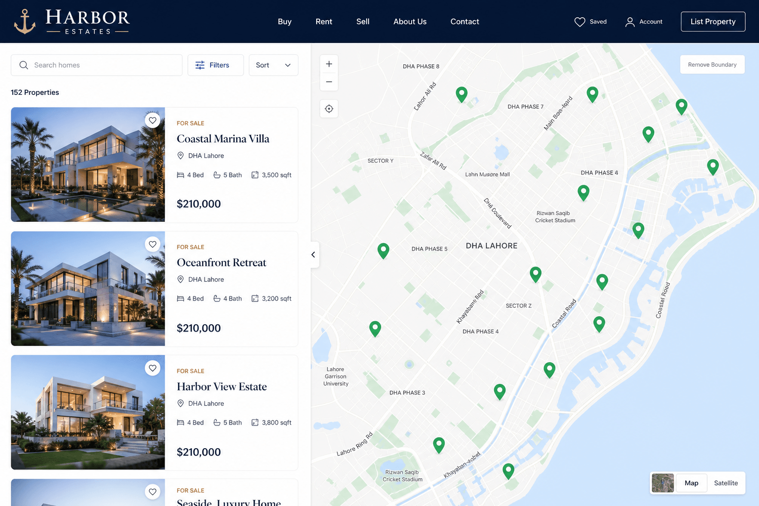 Home Listings — web layout