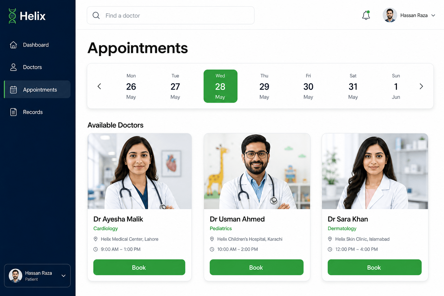 Book a Doctor — web layout