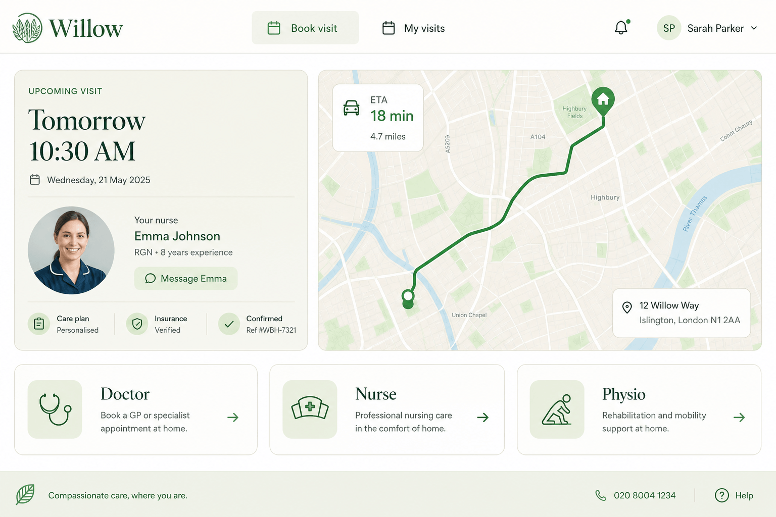 Home Care — web layout
