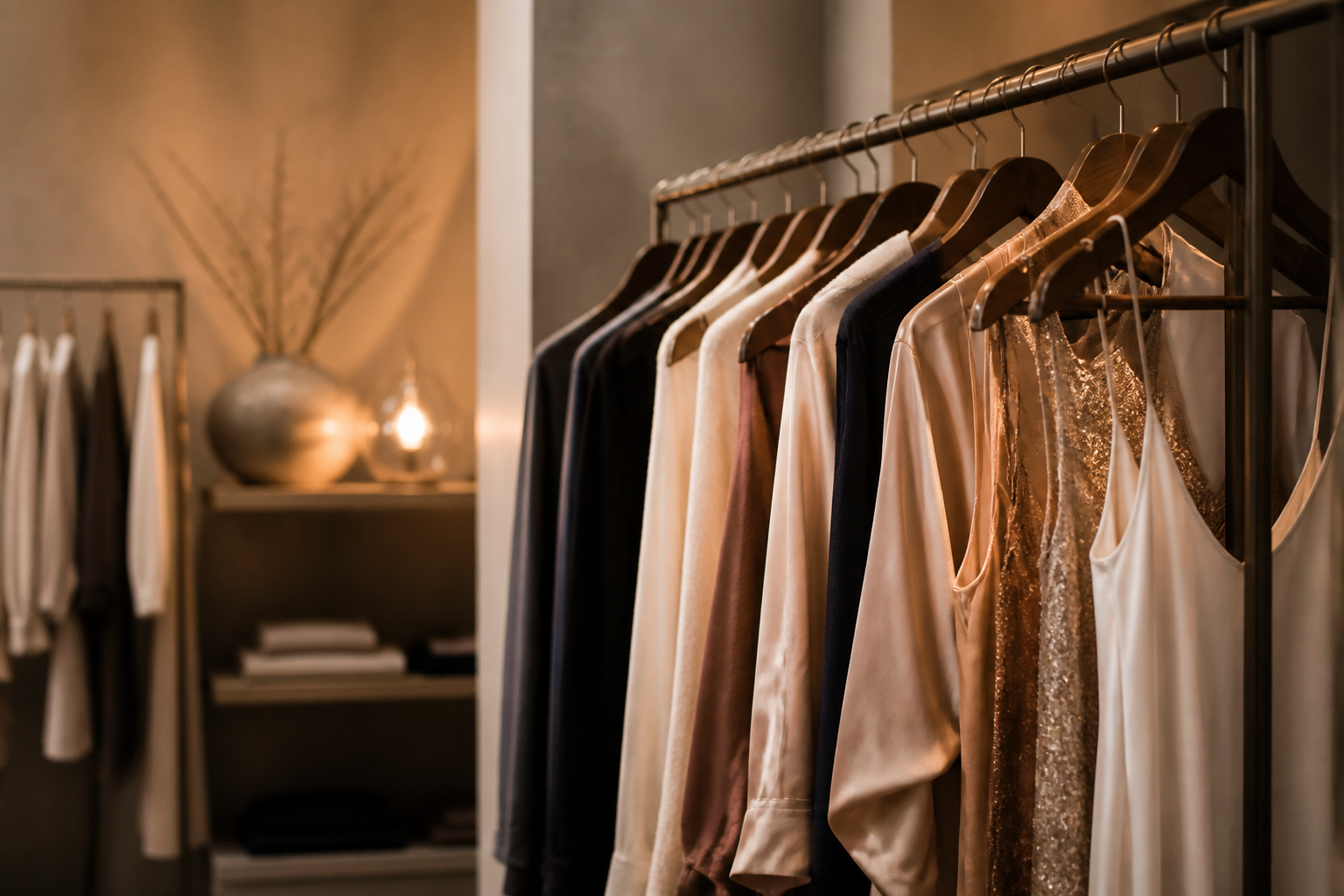 Fashion store lookbook — garments on rack