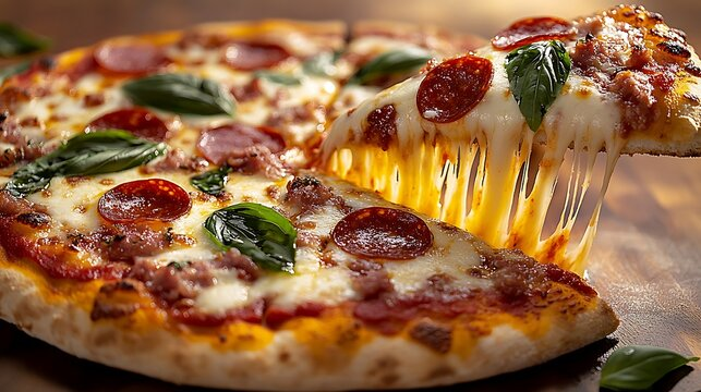 Cheese pull pizza · photo 1